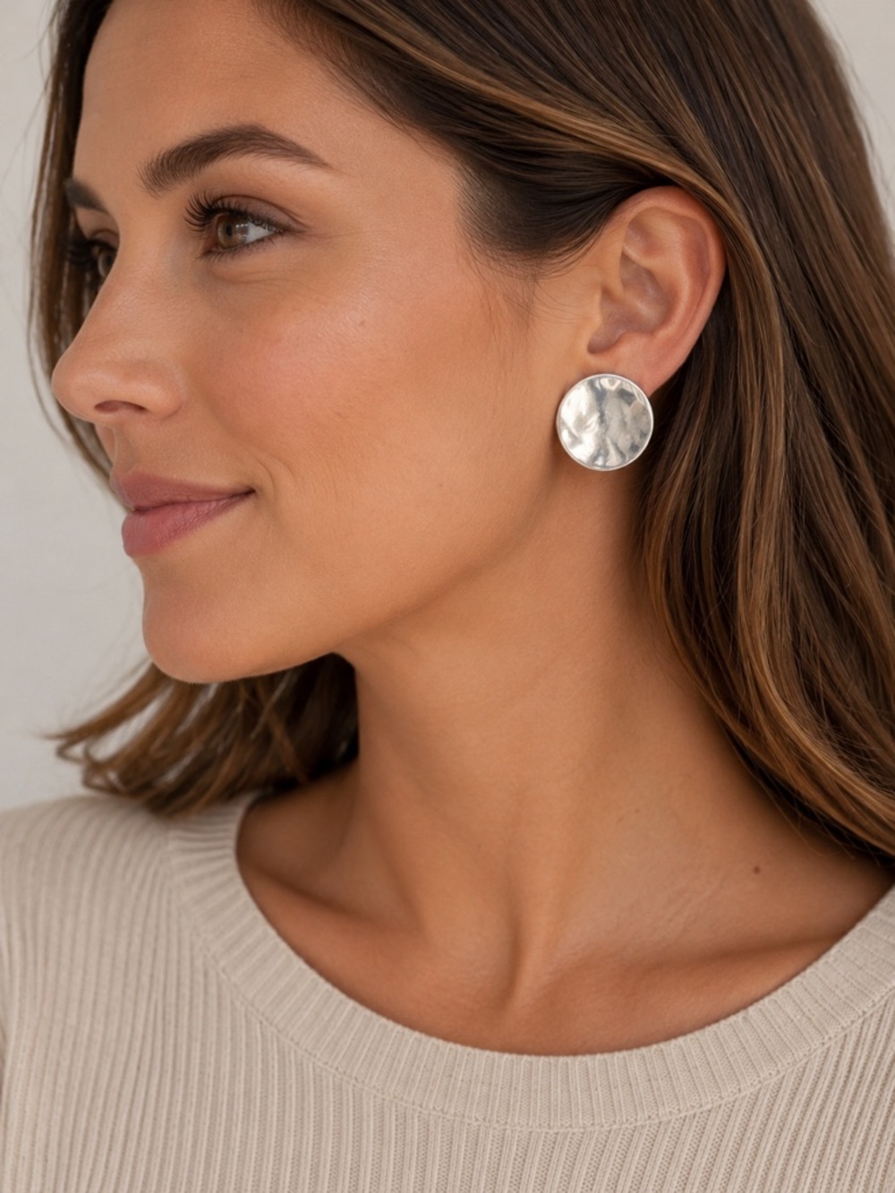 J. Crew Silver Tone Disc Stud Earrings | Minimalist Statement Earrings